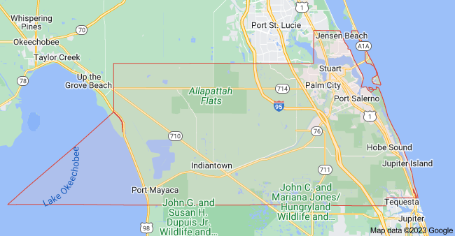 Map of Martin County Florida Cities