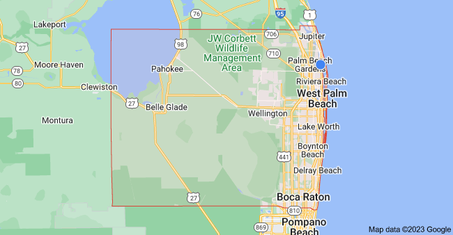 Map of Palm Beach County Florida Cities