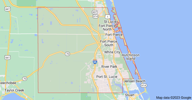 Map of St Lucie County Florida Cities